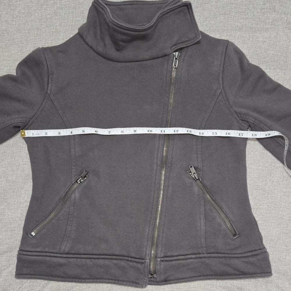 GAP Gray Asymmetrical Zipper Moto Style Cotton Blend Jacket Size Small - Picture 8 of 9